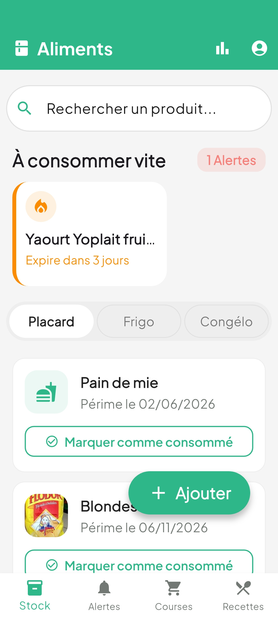 Inventaire — gestion du stock alimentaire